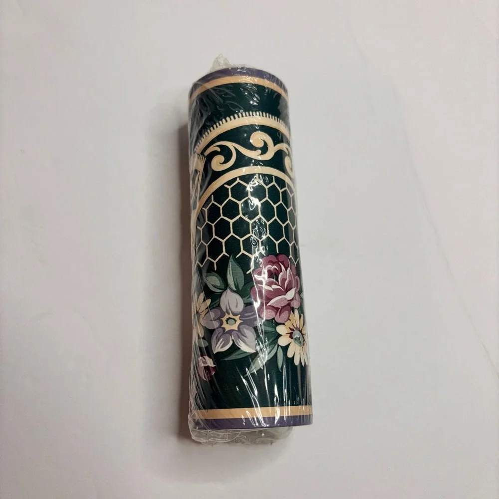Grandma core Cottage  Vintage Pre-Pasted Wallpaper Border Floral Green Gold  4yd
